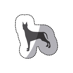 sticker silhouette cute dog animal, vector illustration