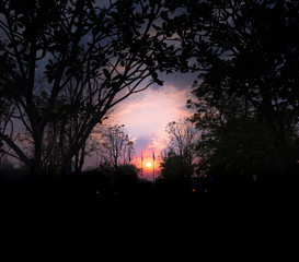 Enchanted sunset mood like a fairy tale