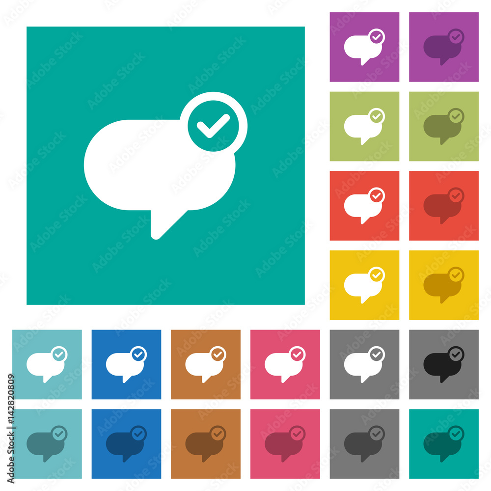 Poster message sent square flat multi colored icons