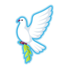 White dove of peace bears olive branch