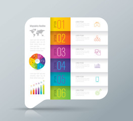Infographics design vector and business icons with 6 options.