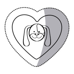 sticker dog animal inside line heart, vector illustration