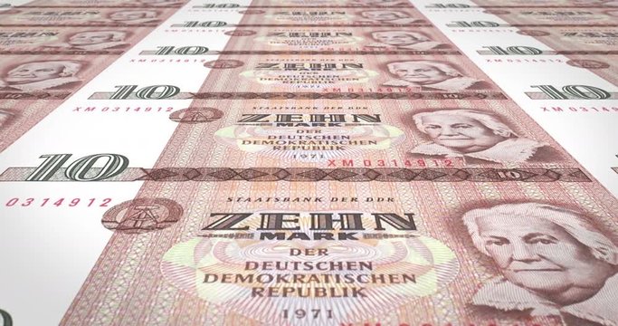 Banknotes of ten german marks of the old German republic, cash money, loop