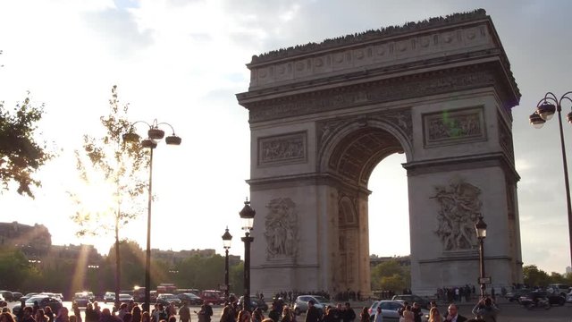 Paris, France - Arc de Triomphe at Sunset