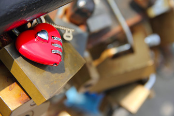 Heart shaped love padlock