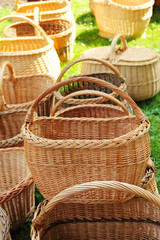Wicker baskets in a street market