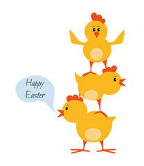 Easter chickens for holidays design on white background.