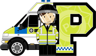 P is for Police Alphabet Learning illustration