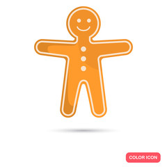 Gingerbread man color flat icon for web and mobile design