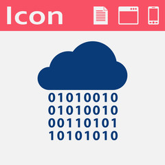 Digital cloud flat icon. Big data computing vector illustration.