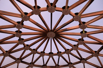 Circle radiating - Wooden framework of the skylight.
