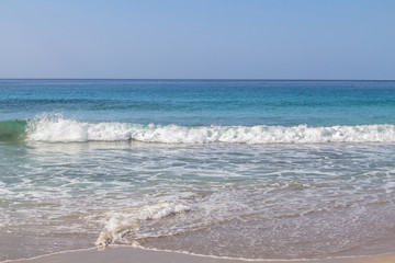 White sand beach and blue sky