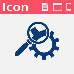 Cog wheels inspection flat icon. Configuration vector illustration