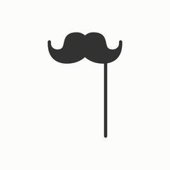 Stylish paper fake mustache on a stick line icon. Accessory, mask. Party celebration masquerade birthday holidays event. Thin party element icon. Vector simple design. Illustration. Symbols pictogram