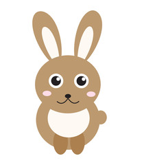 Cute bunny icon, flat style.Rabbit isolated on white background. Vector illustration, clip-art