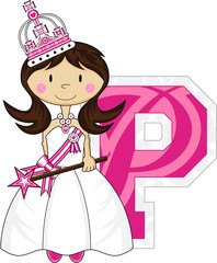 P is for Princess Alphabet Learning Illustration