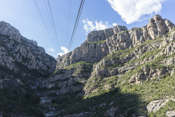 Fototapeta premium Cable car of the Montserrat Monastery in Barcelona, Catalonia, Spain