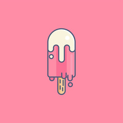 Ice Cream Line Minimal Style Vector Illustration