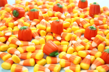 Colorful Halloween candies, closeup
