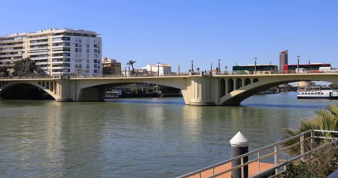 4K UltraHD View along the Guadalquiver River in Seville