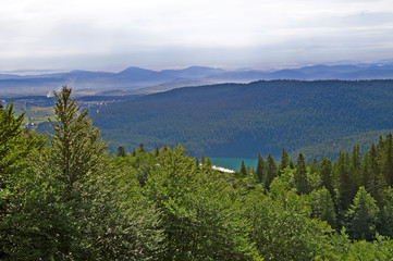 Glacial Black lake located on mount Durmitor, nature in Montenegro continental part