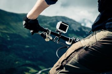 Action Camera Mounted On Mountain Bike