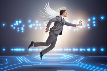 Angel investor concept with businessman with wings
