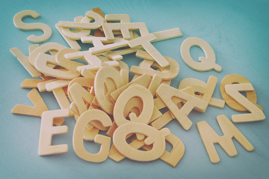 Set of a wooden letters of the English alphabet