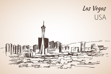 Las Vegas cityscape sketch.