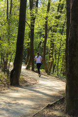 Fototapeta premium jogging through the woods