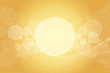 Transparent Circles and Waved Lines on Golden Background