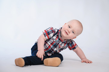 Naklejka premium Smiling little boy