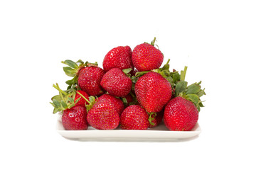 Strawberries on white   background  