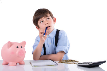 Child calculating their savings