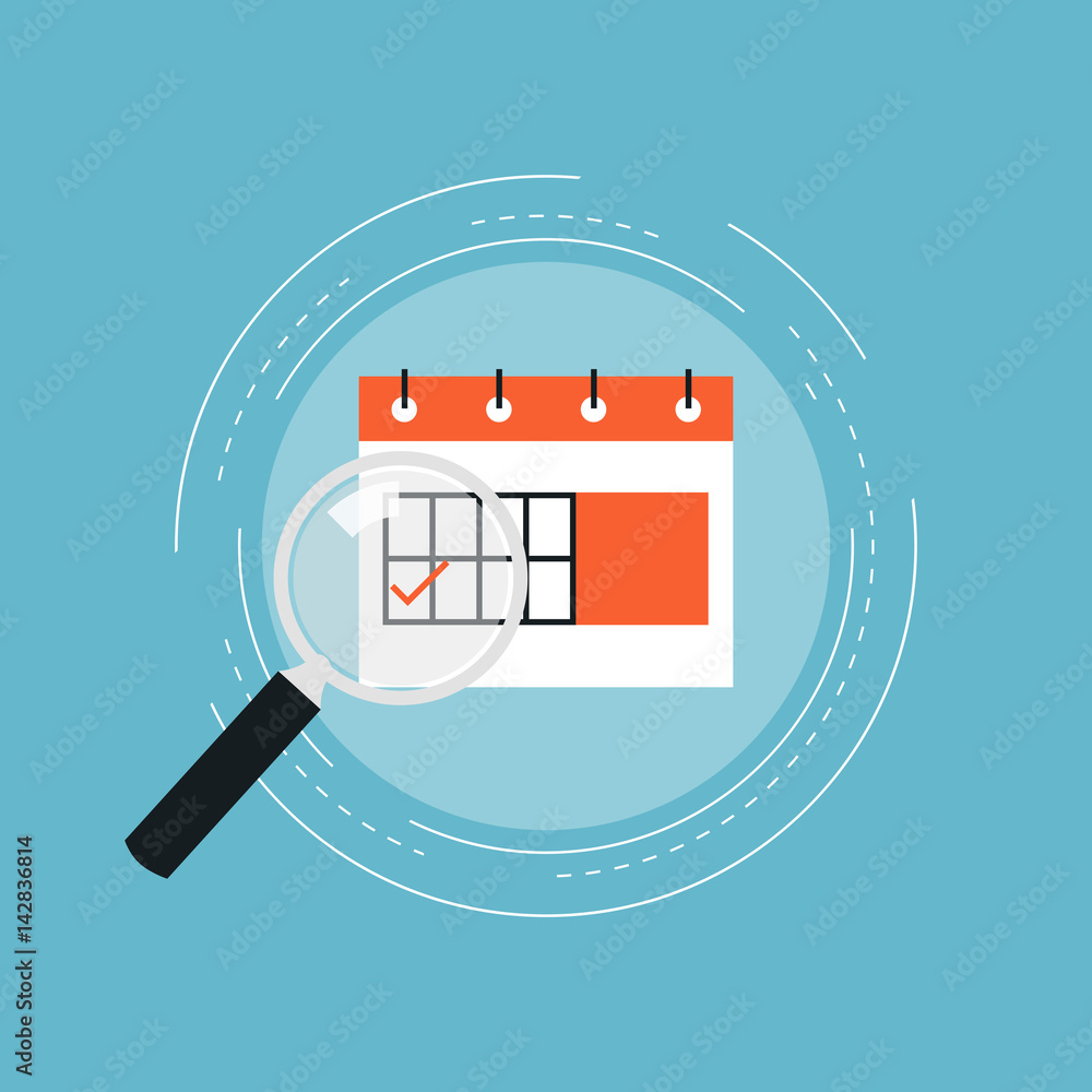 Poster time management and planning events flat vector illustration design. business concept for date plann