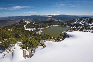 Winter landscape Neila lagoons park, in Burgos, Demanda mountain range, castilla y Leon, Spain.