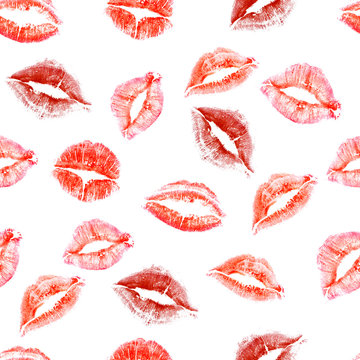 Seamless pattern of love kisses