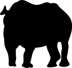 Silhouette of a standing rhinoceros, hand drawn vector illustration isolated on white background