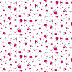 Colorful abstract seamless patterns in memphis style.