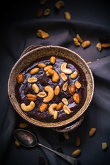 Chocolate pudding variety nuts mystical light