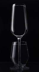 glass on black background with outline