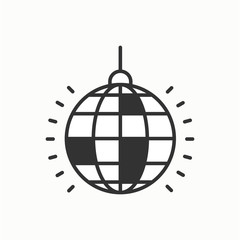 Disco ball icon. Disco, dance, nightlife club. Party celebration birthday holidays event carnival festive. Thin line party basic element icon. Vector simple linear design. Illustration. Symbols.