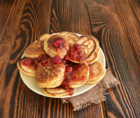 Fritters are in a plate. Flour products. Product of Belarusian cuisine
