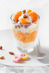 Dessert fruit yogurt Fresh fruit tangerine raisins