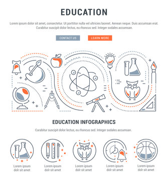 Line and Flat Infographics of Education