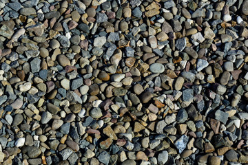 Nature background from gray sea pebbles. Texture.