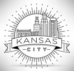 Minimal Kansas Linear City Skyline with Typographic Design