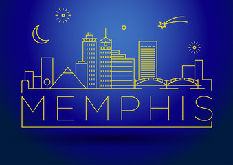 Minimal Memphis Linear City Skyline with Typographic Design