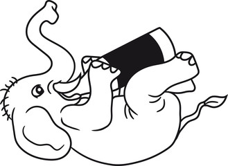 besoffen trinken durst bier flasche alkohol boden liegend party klein elefant lustig comic cartoon spaß lachen