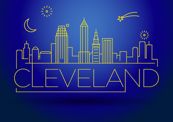 Minimal Cleveland Linear City Skyline with Typographic Design